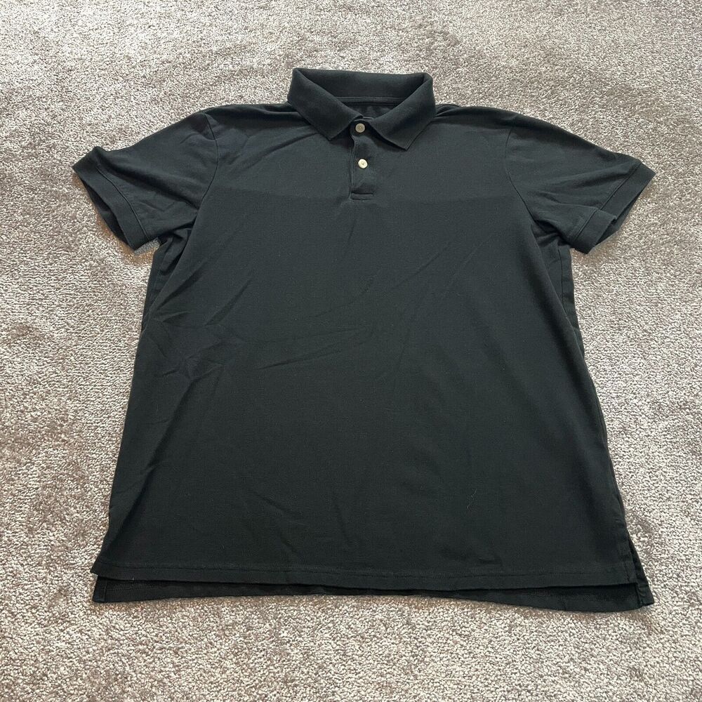 Goodfellow Polo Shirt Mens Large Standard Black Golf Rugby Cotton Preppy Collar